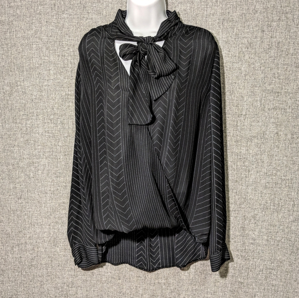 Michael Kors Semi-Sheer Wrap Top w/Necktie